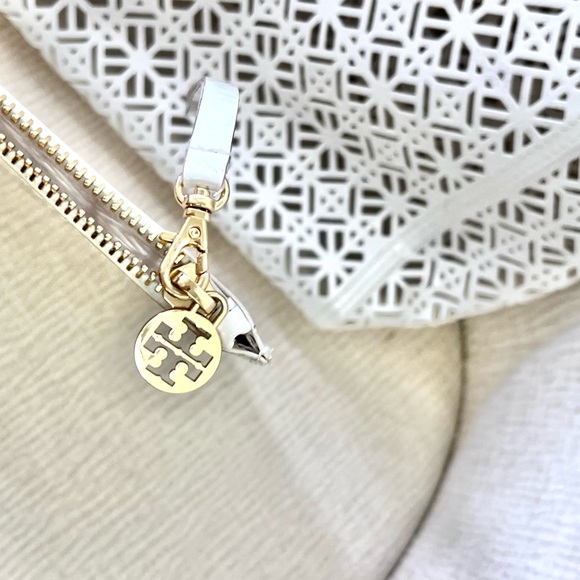 Tory Burch White Laser-Cut Tote with Zip Pouch Set - Picture 5 of 6